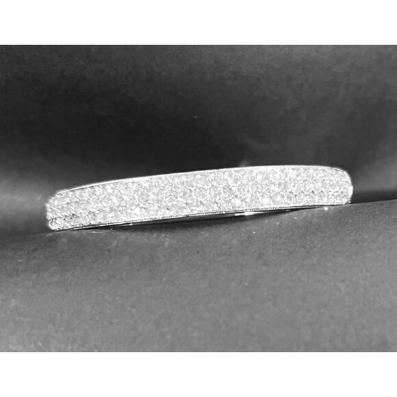 Napoli Womens Rhinestone Bangle Bracelet 2.5" Hinged Statement Holiday glitter - Picture 10 of 11